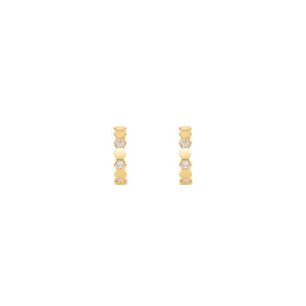 Bee de Chaumet Small Yellow Gold and Diamond Hoop Earrings